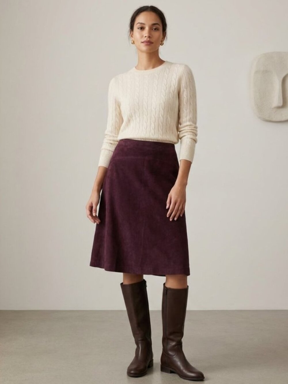 Ann Taylor NWOT Suede Leather A-Line Skirt - Violet Purple